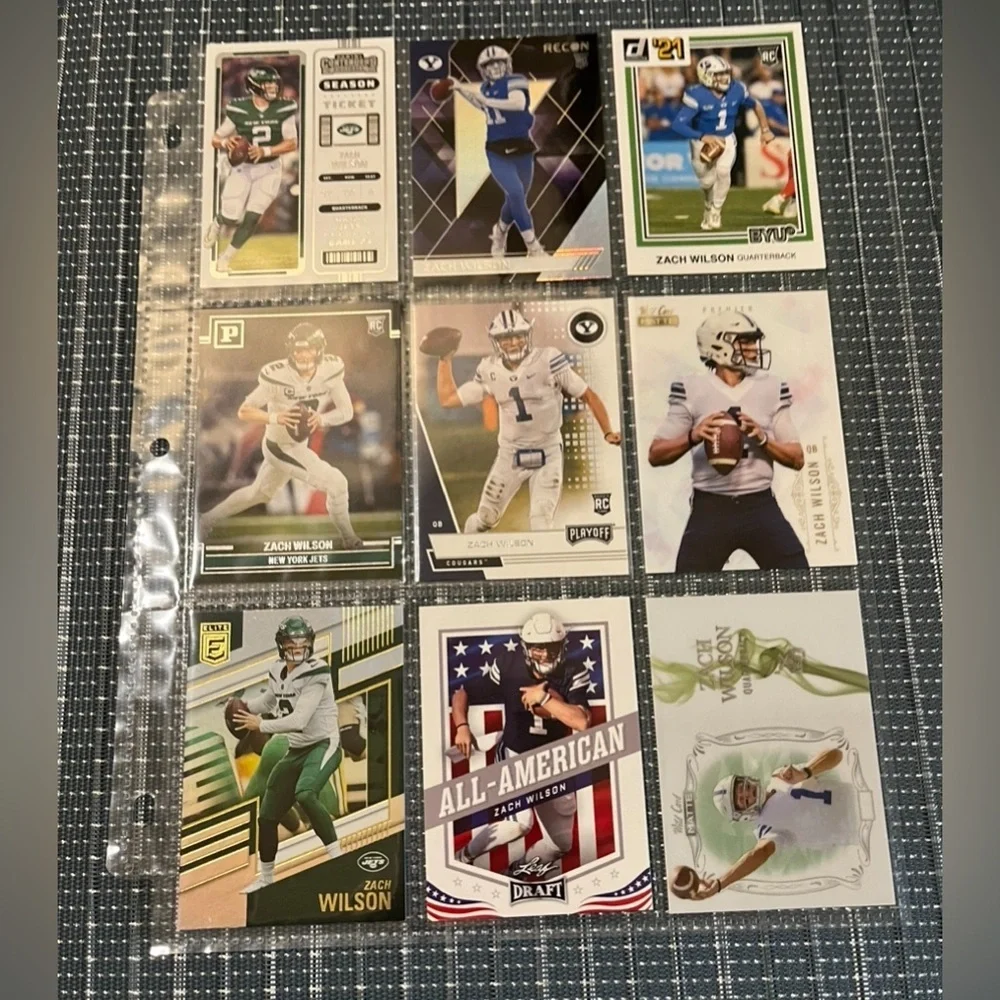 🏈 Zack Wilson, Lot of 9 NFL Football Trading Cards, New York Jets